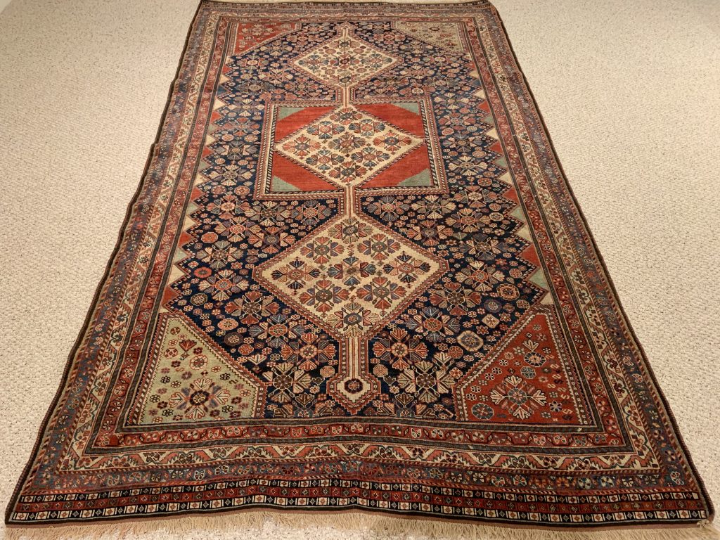 Antique Shiraz Qashqei tribal wool rug